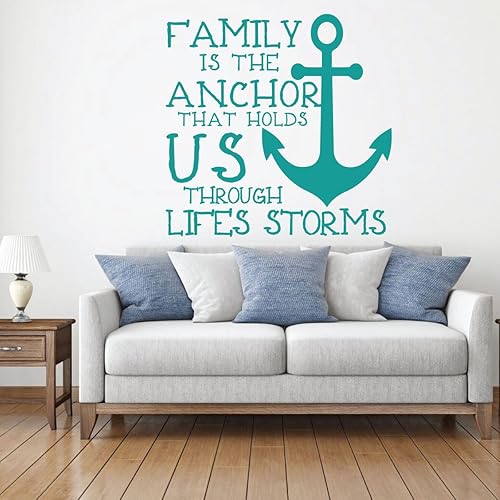 Miniatura 8 de Decoración de pared de habitación  Family is The Anchor in The Storm Quotes - Calcomanías de vinilo náutico para el hogar, sala de estar, cocina o