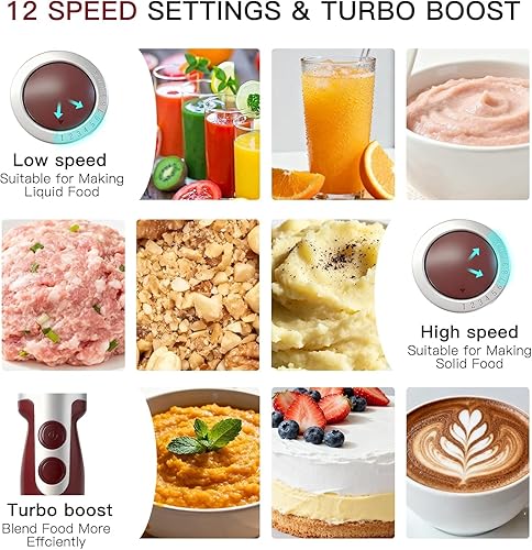 Miniatura 5 de MEGAWISE - Batidora de mano 3 en 1 – 12 velocidades, incluye potente batidora de brazo, batidor y espumador de leche – Fácil de limpiar y perfecta