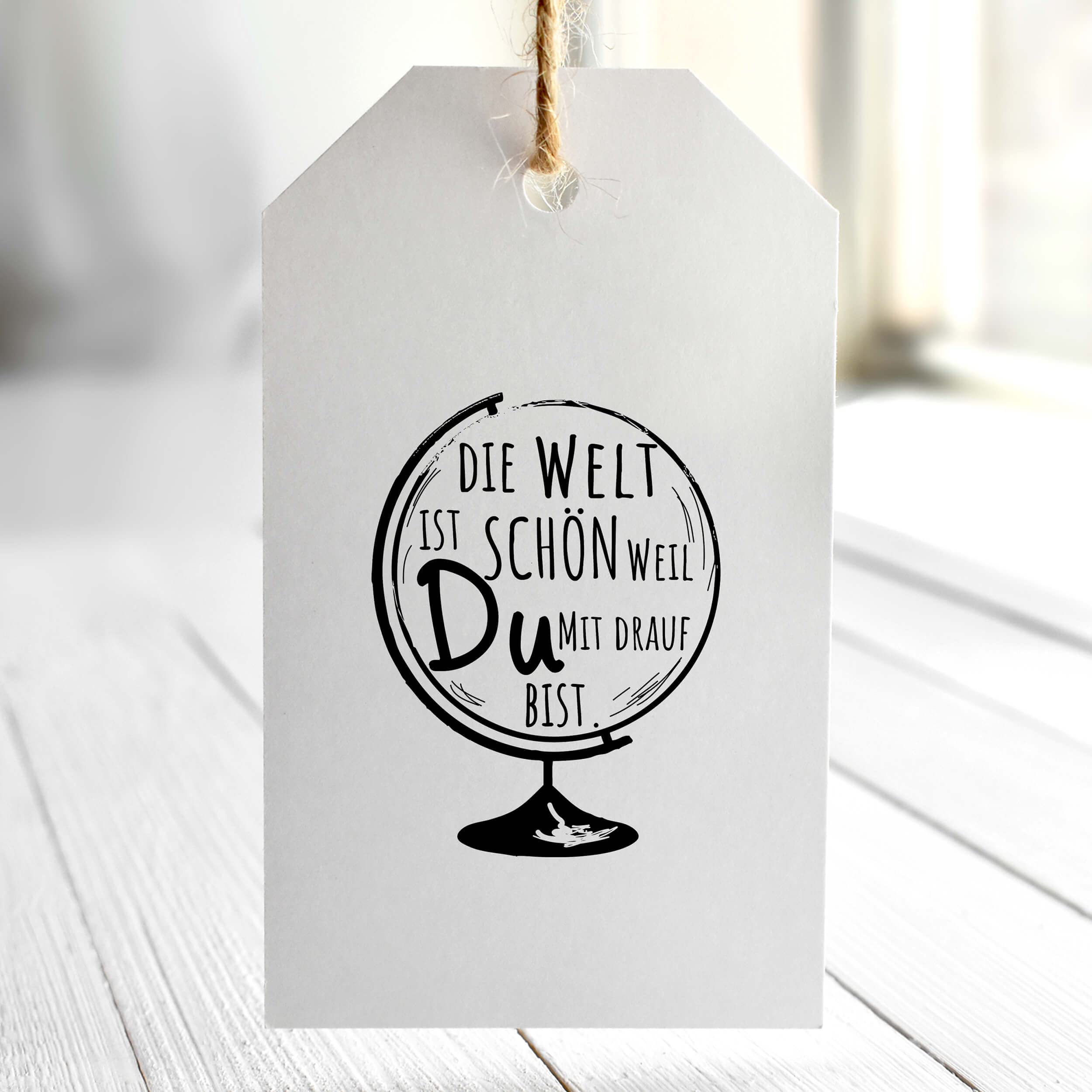 NEWSTAMPS Stempel 'Die Welt Ist Schön' | Groß, Aus Holz & Gummi | Für Karten, Textil, Deko | Made In Germany
