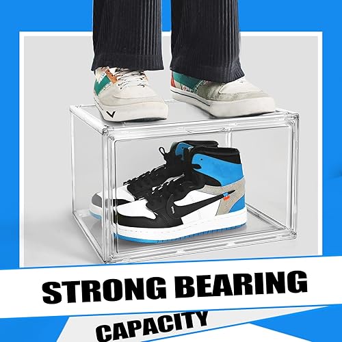 Miniatura 6 de EDS FAM Paquete de 4 cajas de almacenamiento para zapatillas de deporte, cajas de zapatos apilables de plástico transparente