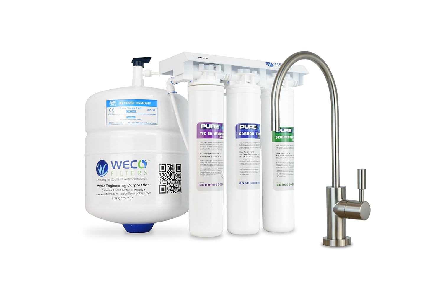 WECO GMQ-50 Ultra Compact EZ Twist Under Sink Reverse Osmosis Drinking Water Purification System