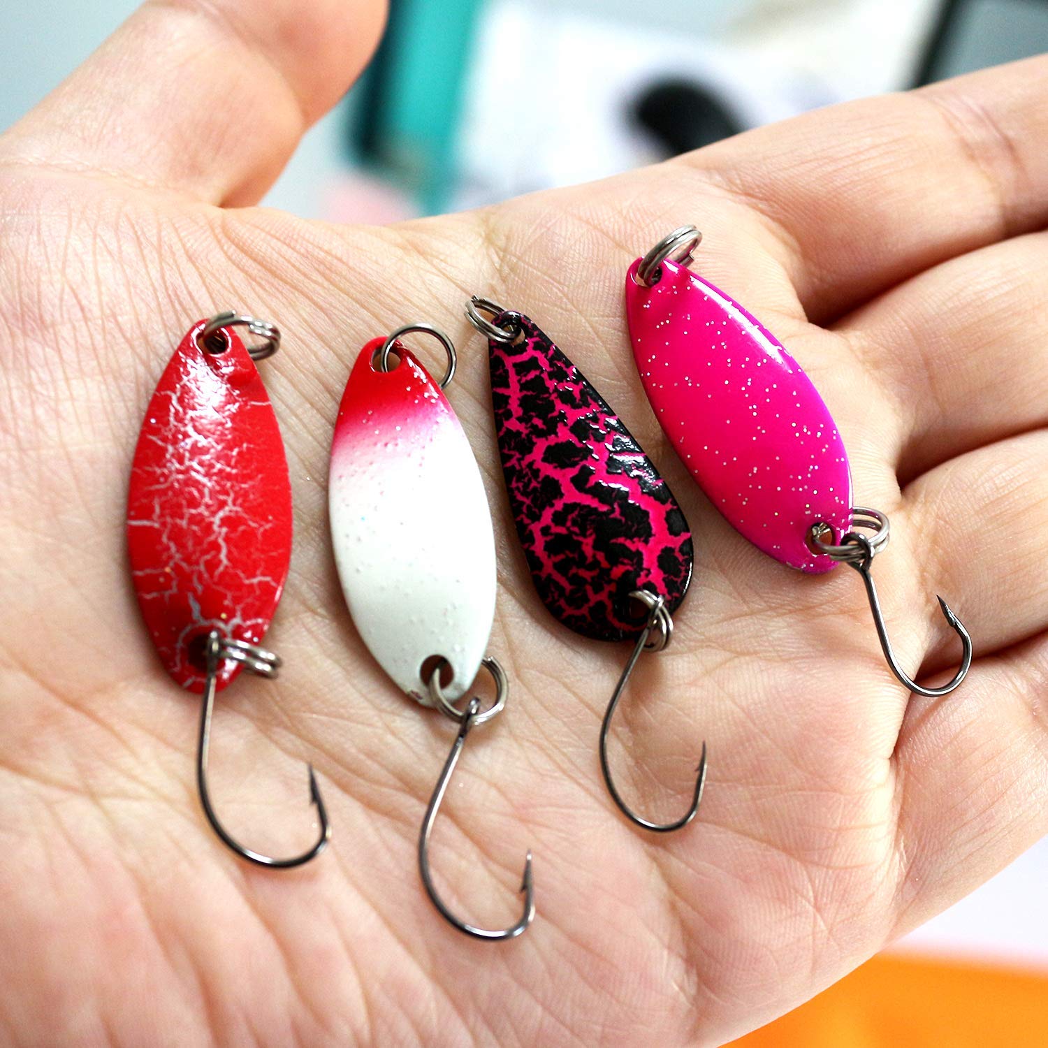 43 Pezzi Cucchiaini Da Pesca Per Trote - Esche Artificiali Multicolori Con Gancio Affilato - Foto 3