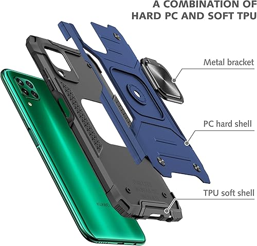 Miniatura 21 de Asuwish Funda compatible con Huawei P40 Lite y protector de pantalla de vidrio templado, accesorios para celda, soporte de anillo, fundas Negro