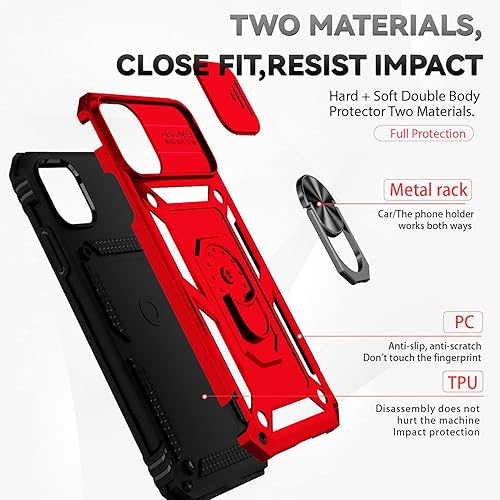 Miniatura 8 de SunStory Funda para iPhone 11 con protector de pantalla HD, cubierta de cámara deslizante y soporte de anillo giratorio, grado militar para iPhone