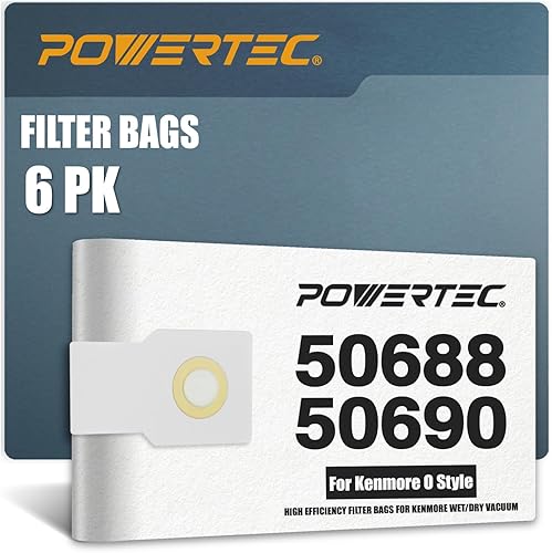 Miniatura 1 de POWERTEC 75060-P2 Bolsas de vacío para aspiradoras Kenmore O de estilo vertical, 5329353294, 6PK