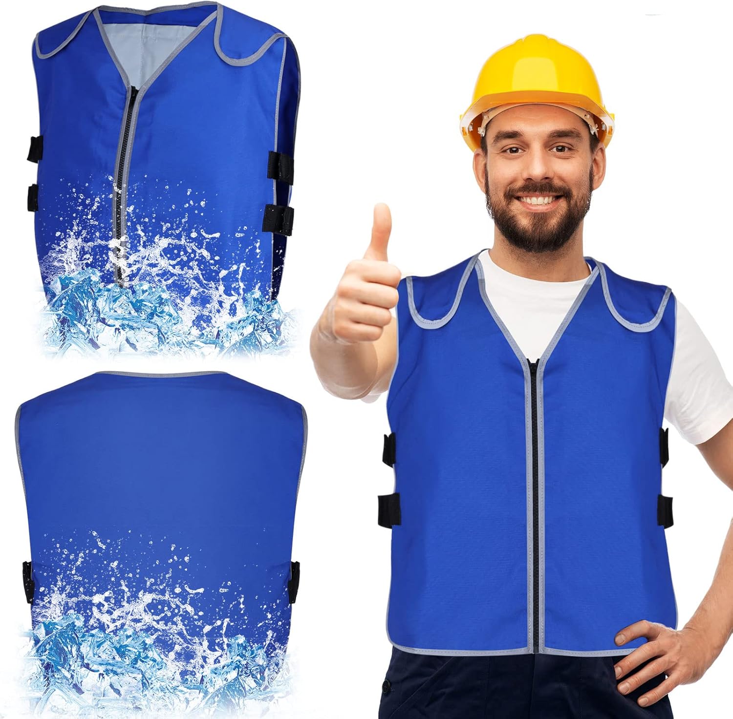 2 Pcs Summer Cooling Vest with 6 Pockets Adjustable Ice Reflective Vest