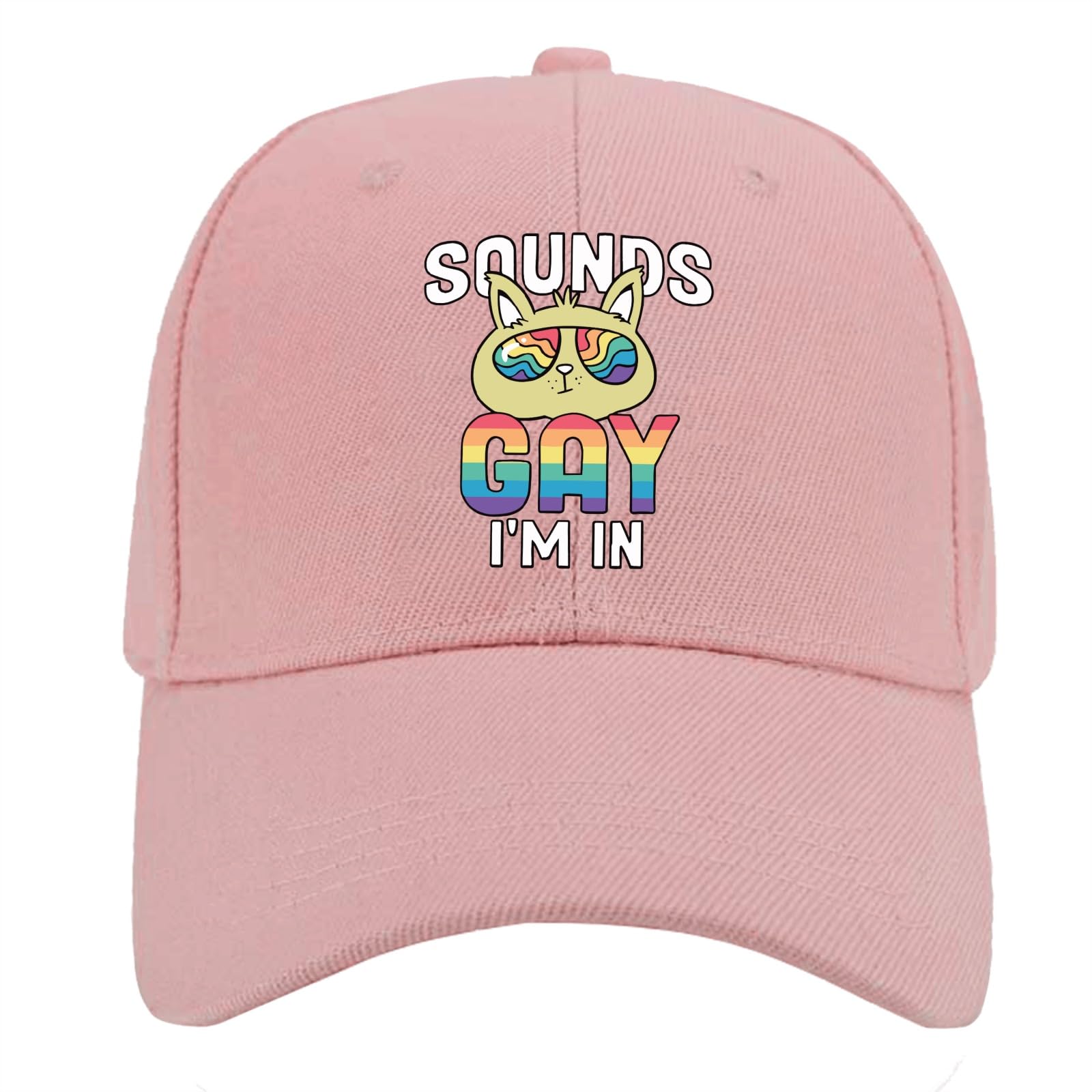 Nuanua Unisex Pink Sounds Gay I'm In Cat Baseball Caps Fashion Golf Hats For Men Gift For Friends Coo, One Size