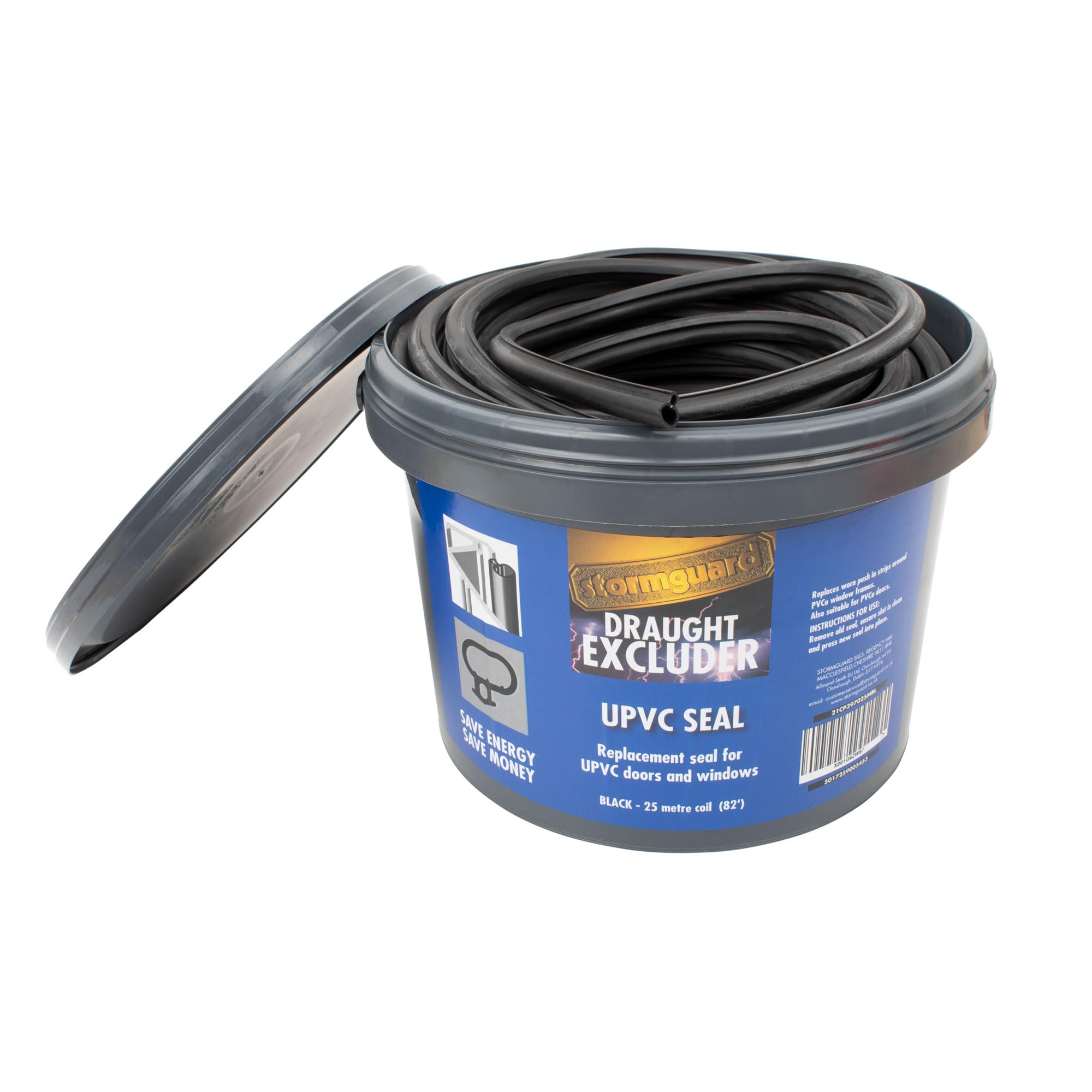 Stormguard UPVC Replacement Door and Window Bubble Gasket Rubber Seal (Black) 25 Metres