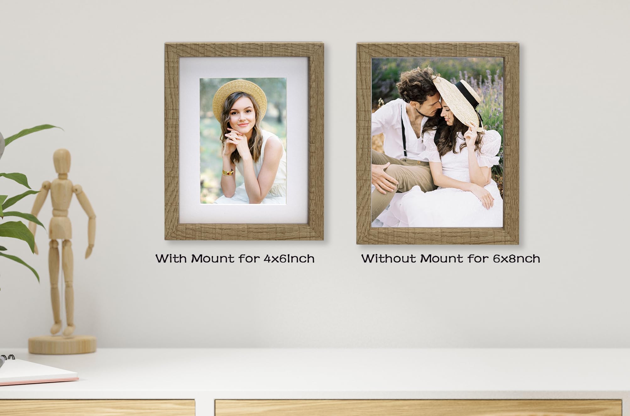 6x8‘’ Wooden Picture Frame Set of 3 with Acid Free Mont for 4 x 6''Frame,Gallery Boxed A5 Wooden Picture Frame 3Pack,4 x 6''Boxed Picture Frames for Tabletop and Wall Mounting - Image 3