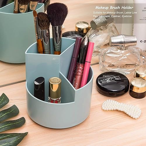 Miniatura 6 de Soporte para lápices de escritorio, organizadores de escritorio, 3 ranuras, soporte giratorio de 360 grados para almacenamiento de escritorio,