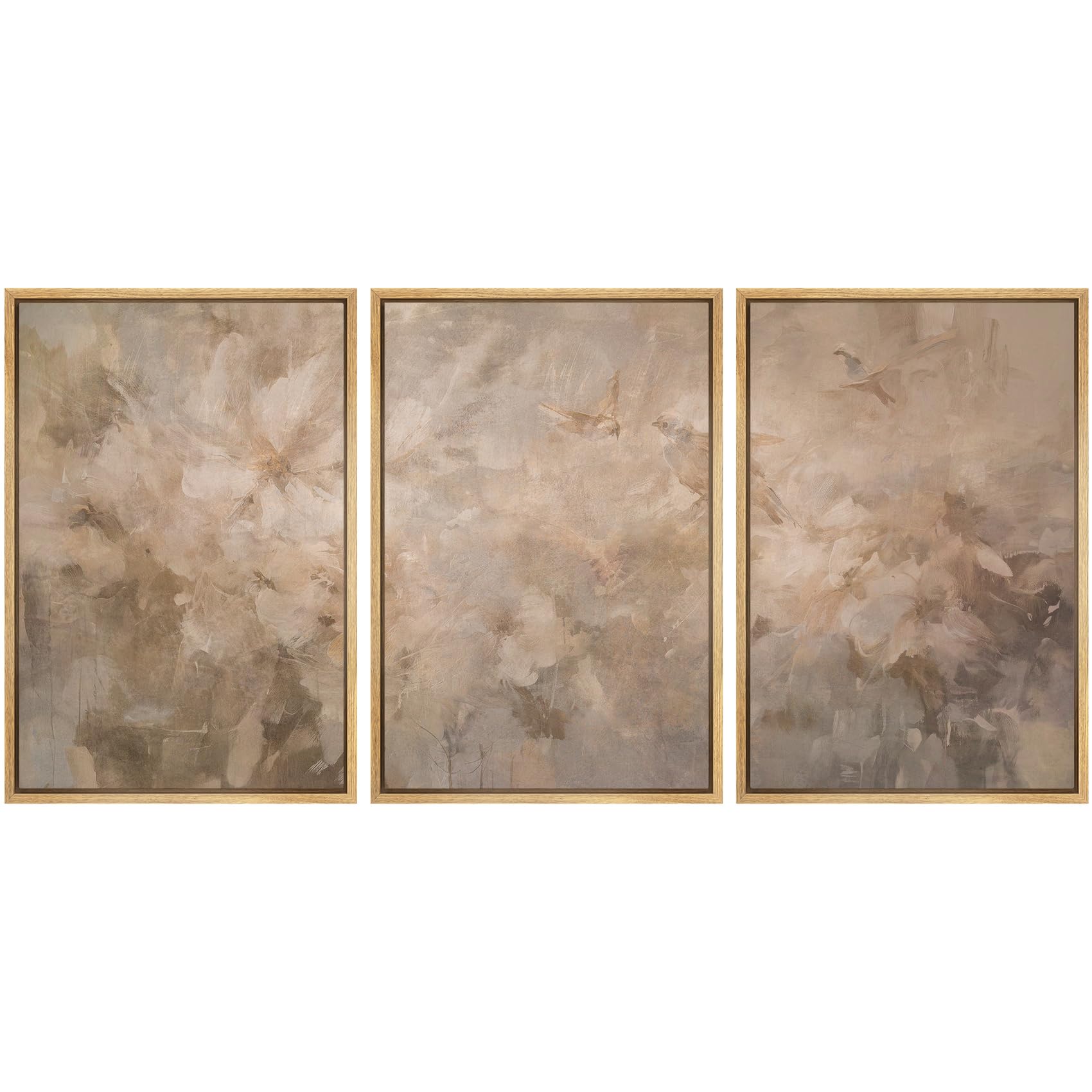 SIGNWIN Framed Canvas Print Wall Art Set Blue White Grunge Geometric Pattern Abstract Shapes Cozy Neutral Decorative Contemporary Minimal for Living Room, Bedroom, Office - 24"x36"x3 Natural — view 64