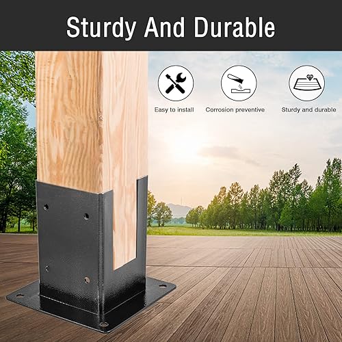 Miniatura 4 de TROPTOLKY Kit de soportes para pérgola 4 x 4, soportes de esquina de carpintería con recubrimiento de polvo de 3 vías, 2 hombros de soporte y 2