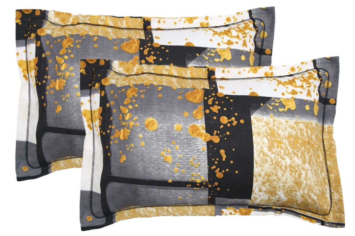 NHD HOME180 TC Premium Cotton Pillow Covers | Regular Pillow Cases | Set of 2 Pieces Pillow Covers only King Size ( Grey & Black , 20x30 inches)