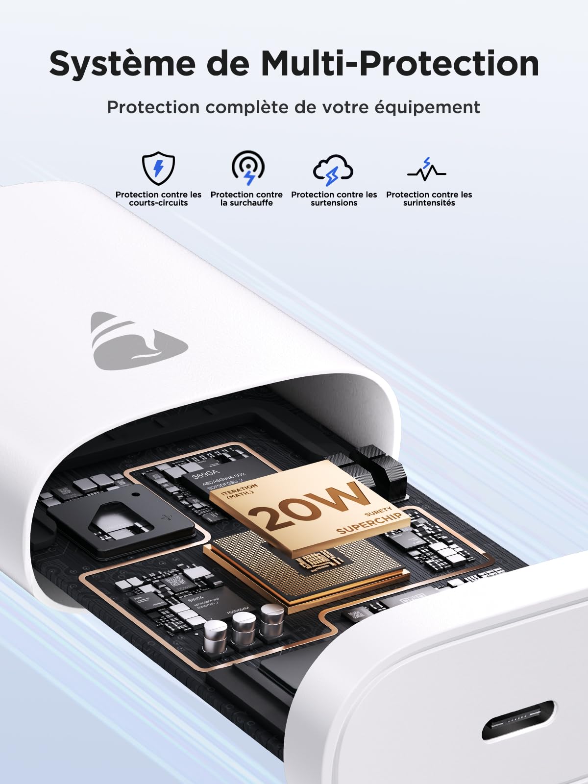 Chargeur USB C Rapide pour iPhone 17/16/15,Prise Adaptateur USB C Chargeur Rapide avec 2m Câble USBC,Compatible iPhone 17/17 Air,16e,16/15 Plus,17/16/15 Pro, Pro Max, Pad, Adaptateur Secteur