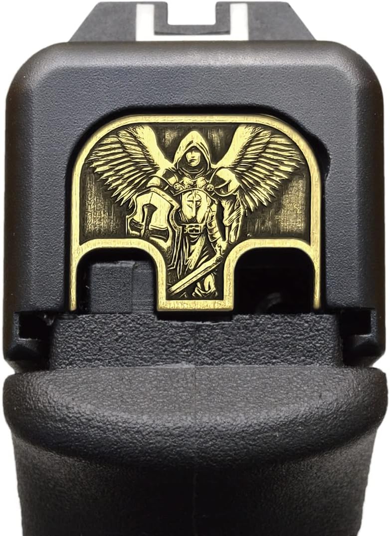 Milspin Brass CNC Milled 3D Engraved Slide Back Plate Compatible with Glock Gen 1-5