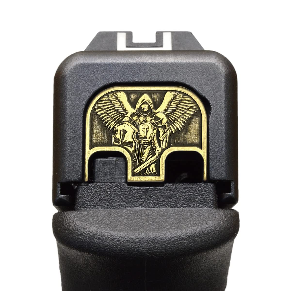 Milspin Brass CNC Milled 3D Engraved Slide Back Plate Compatible with Glock Gen 1-5