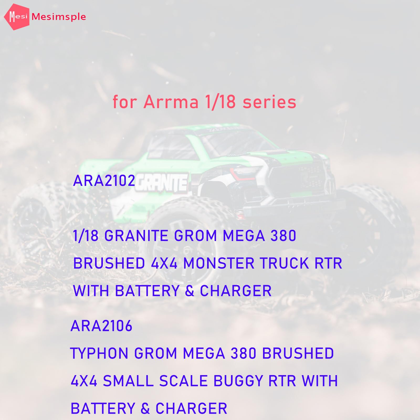 Mesimsple Alloy Rear Lower Suspension A Arm 6061 Alum ARA330808 for Arrma 1/18 Granite Typhon Grom Mega 380 Upgrades Part Red