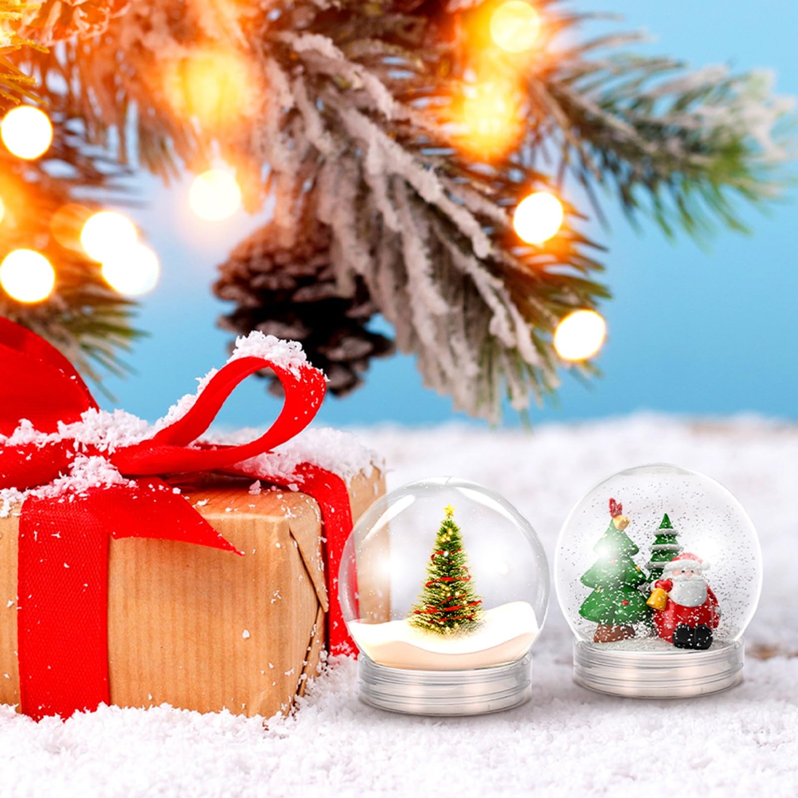 Ciieeo 24 Stück Kunststoff-Schneekugeln Klare Befüllbare Schneekugeln Mit Schraubverschlüssen Zum Selbermachen Basteln Zuhause Weihnachten Winter Dekoration 300 Ml