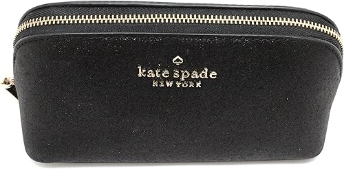 Miniatura 3 de Kate Spade New York Estuche cosmético pequeño de tela con purpurina de oropel, Negro -, Estuche cosmético
