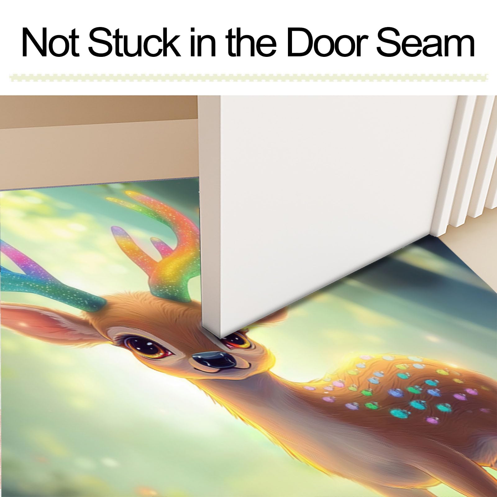 Fußmatte Innen 60x90cm, Waldhirsch rutschfeste Fußmatte für den Innenbereich, Traumwald Fußabtreter Türmatte wasserabsorbierende Schmutzfangmatte, Braun