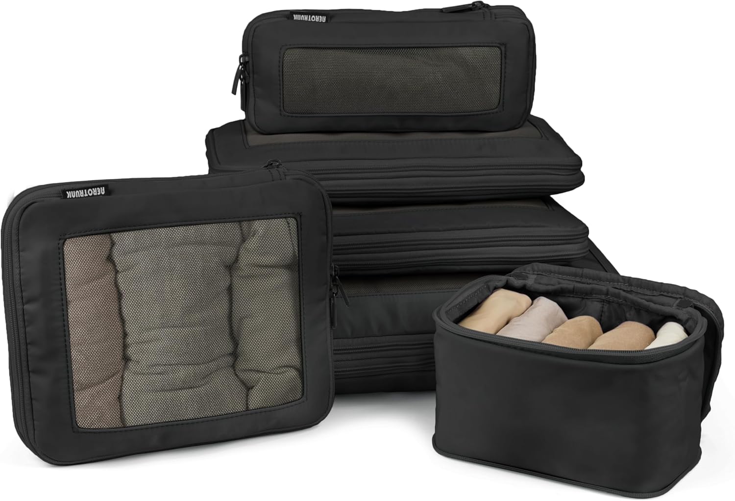 Compression Packing Cubes for Travel – Luggage Organizer Bags – Double Zipper Packing Cubes for Suitcases (6-Pack, Black) Compression Packing Cubes for Travel – Luggage Organizer Bags – Double Zipper Packing Cubes for Suitcases (6-Pack, Black)