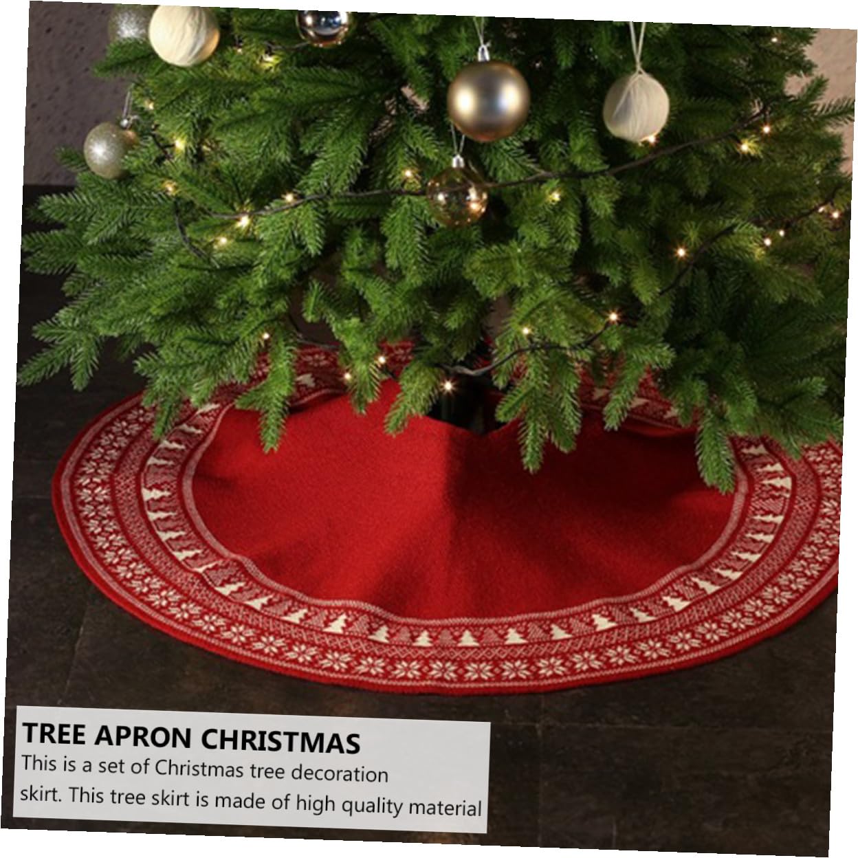 Gonna per Albero di Natale in Maglia Lavorata Mano Copribase Decorativo con Motivo Fiocco Alberi Tessuto per Decorazioni Natalizie e Festa in Casa