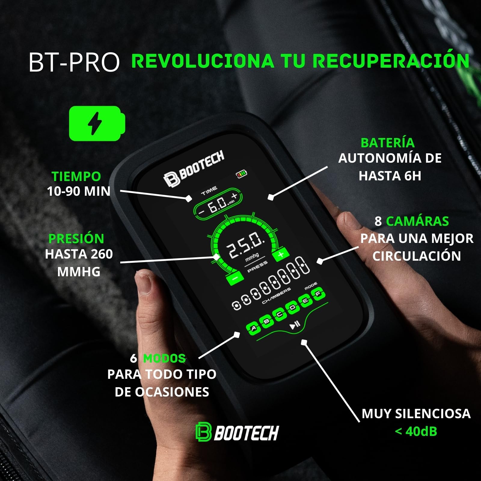 Pantalones de Presoterapia Inalámbricos 8 Cámaras para Piernas, Glúteos y Cintura, Masajeador para Drenaje Linfático, Circulación, Piernas Cansadas, Celulitis y Recuperación Deportiva, 3 Años Garantía