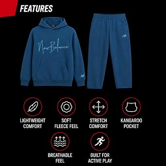 New Balance Boys 2 Piece Pullover Graphic Hoodie & Fleece Joggers 8-16