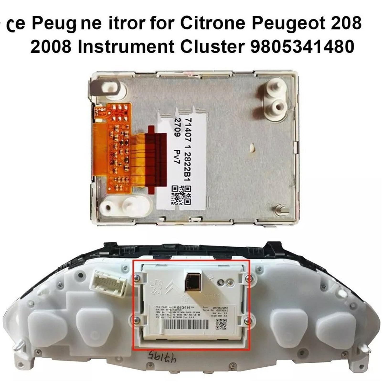 Manomètre température d'huile Convient pour Citron DS5 pour Peugeot 208 2008 Groupe d'instruments 9805341480 Tableau de bord Affichage couleur