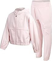 New Balance Girls Sweatsuit Set 2-Piece: Long Sleeve Woven Jacket & Cargo Jogger Pants Athletic Tracksuit Sizes 7-16