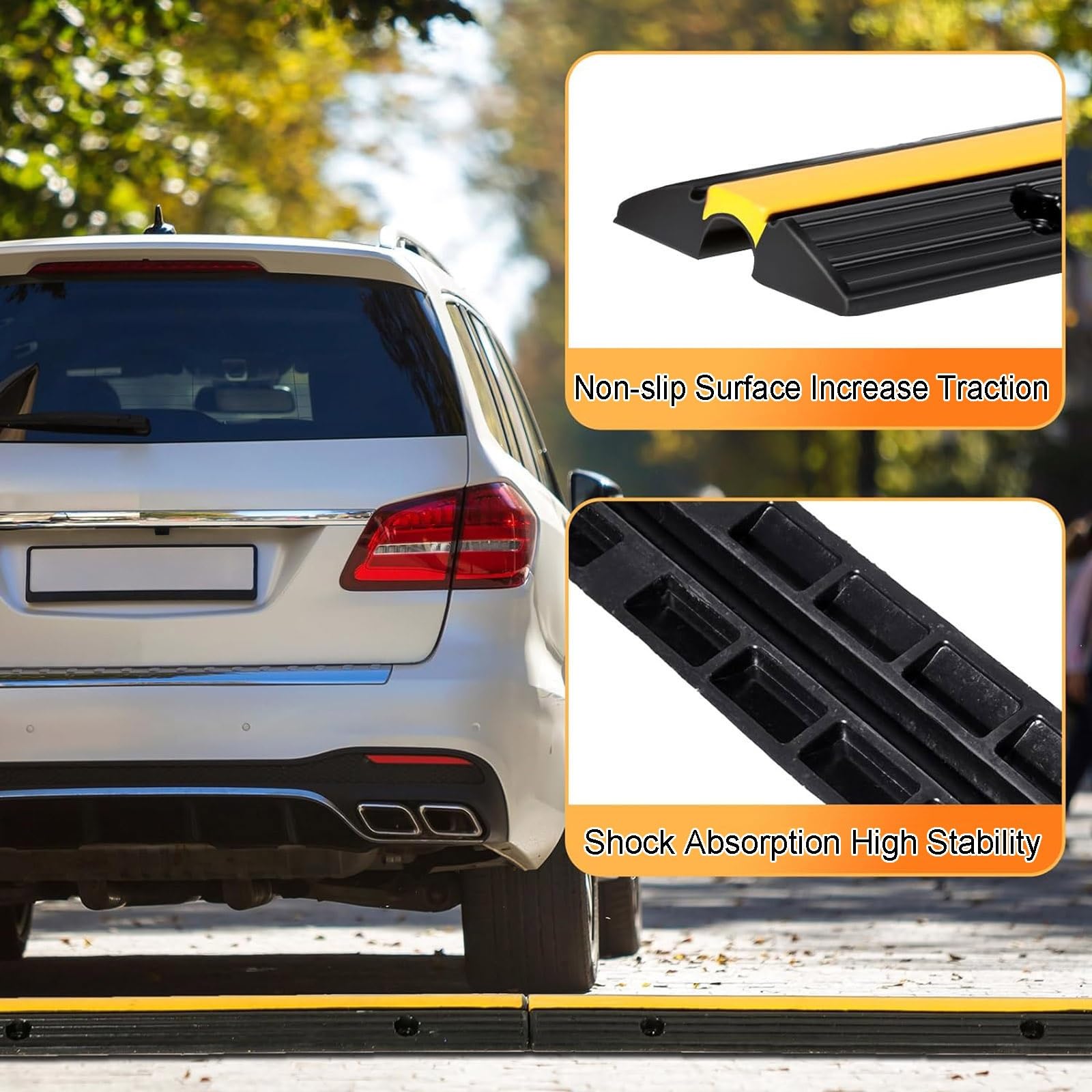 Pasacables de Suelo para Proteger Las Cables Protector, Protección de Piso de Riel de Cable y Manguera de Un Solo Canal Resistente, 97 X 15 X 3 cm, para Uso en Interiores y Exteriores