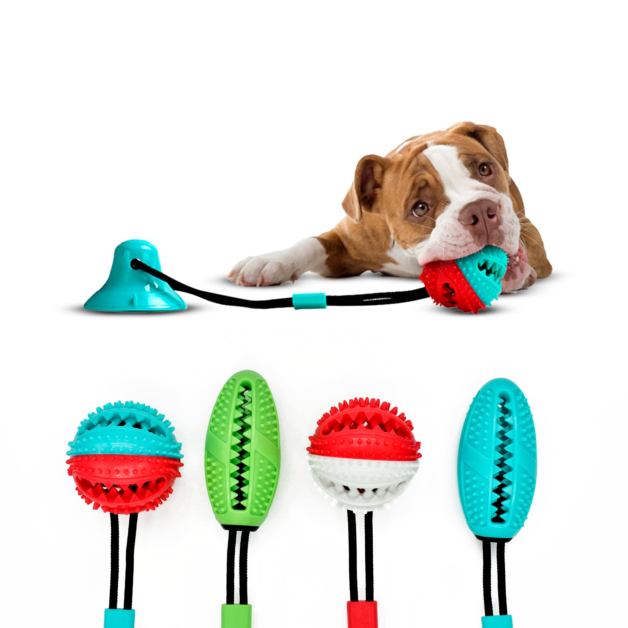 Interactive Dog Chew Toy | Powerful Suction Cup Dog Chew Toy for Aggressive Chewers | Tug-of-War Rope & Stimulating Treat Dispensing Ball | Durable Puzzle for IQ Training & Teeth Cleaning