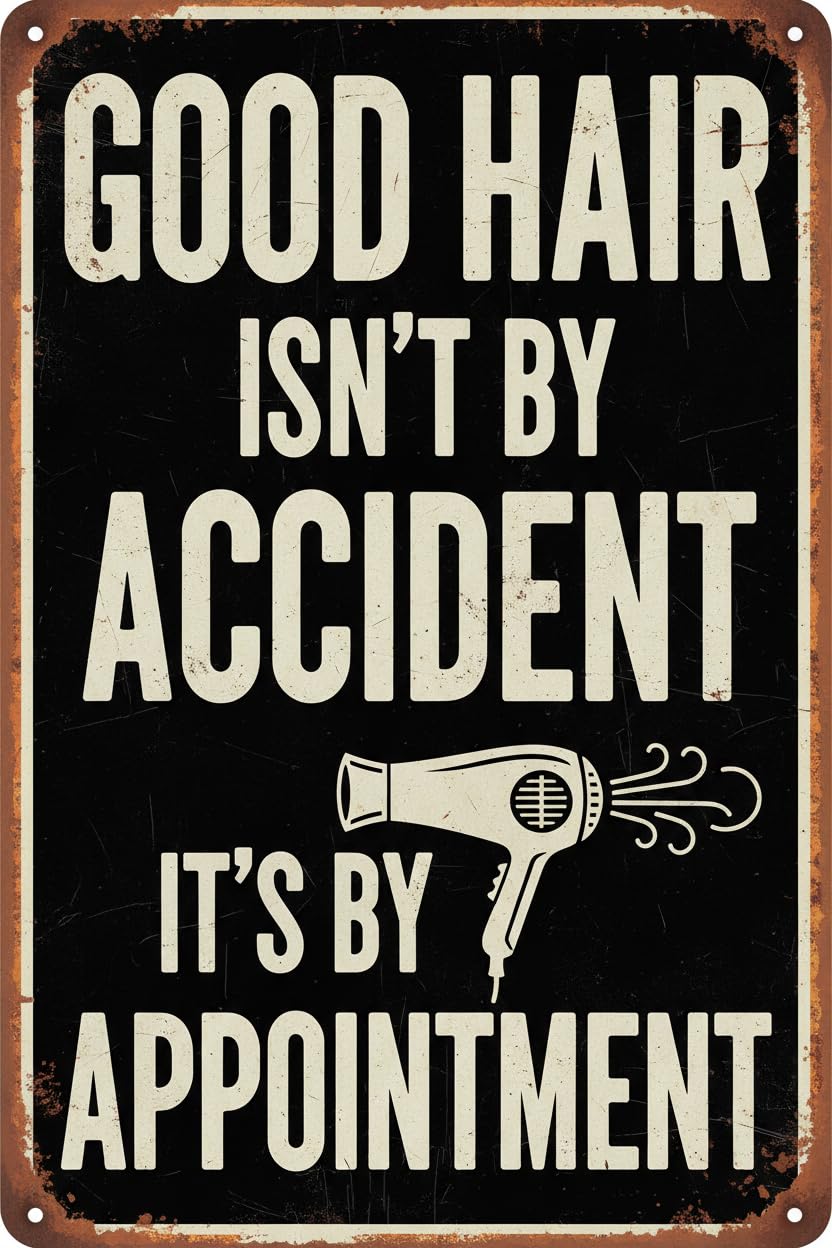 Vintage Metal Tin Sign Metal Sign 8X12 Inch, Hair Salon Make An Appointment Tin Sign Barber Shop Wall Decor Custom Private Property Signs Outdoor