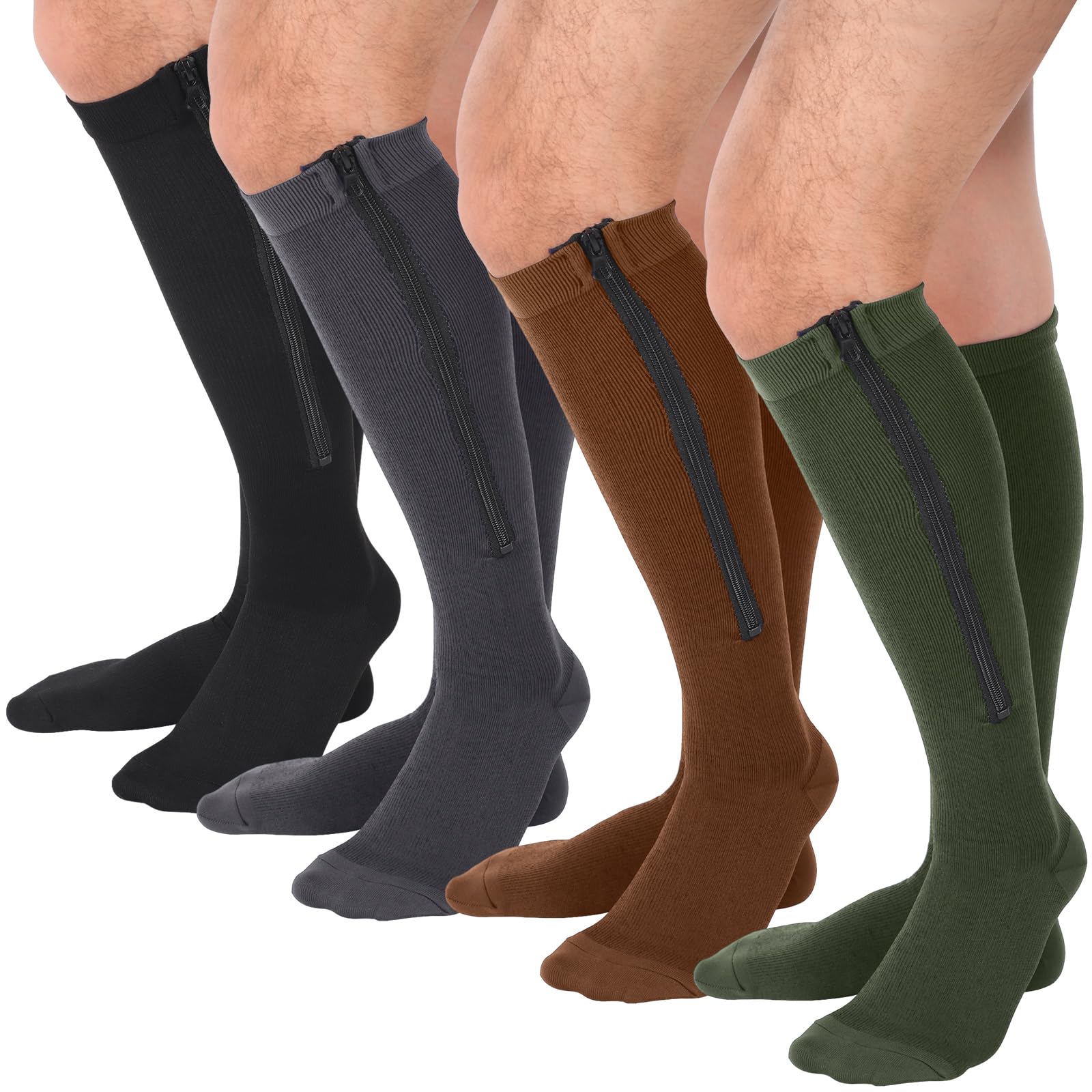 Photo 1 of Tarpop Zipper Compression Socks, L/XL, Dark Color