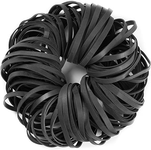 AMUU Bandas de goma negras tamaño 64 banda de goma 110 unidades #64 para suministros de oficina, carpetas de archivos de dinero para el hogar,