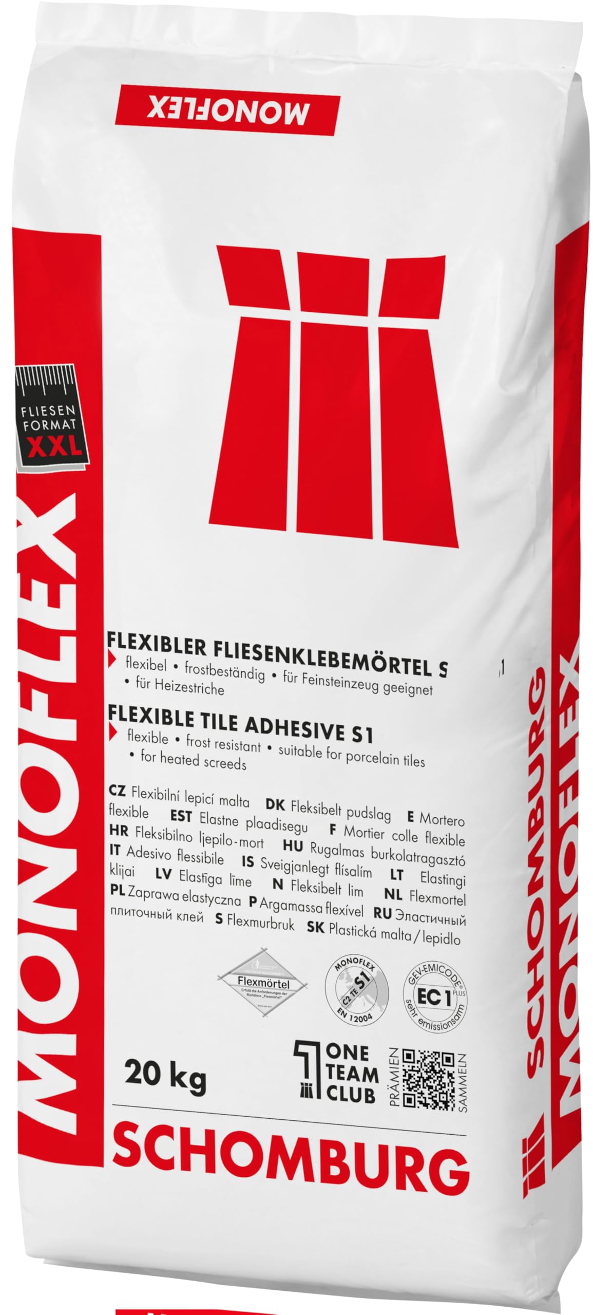 Monoflex - mineralischer & flexibler Fliesenkleber, hohe Ergiebigkeit, geeignet für beheizte & unbeheizte Untergründe, Wand, Boden, Innen- & Außenbereich – 20 kg