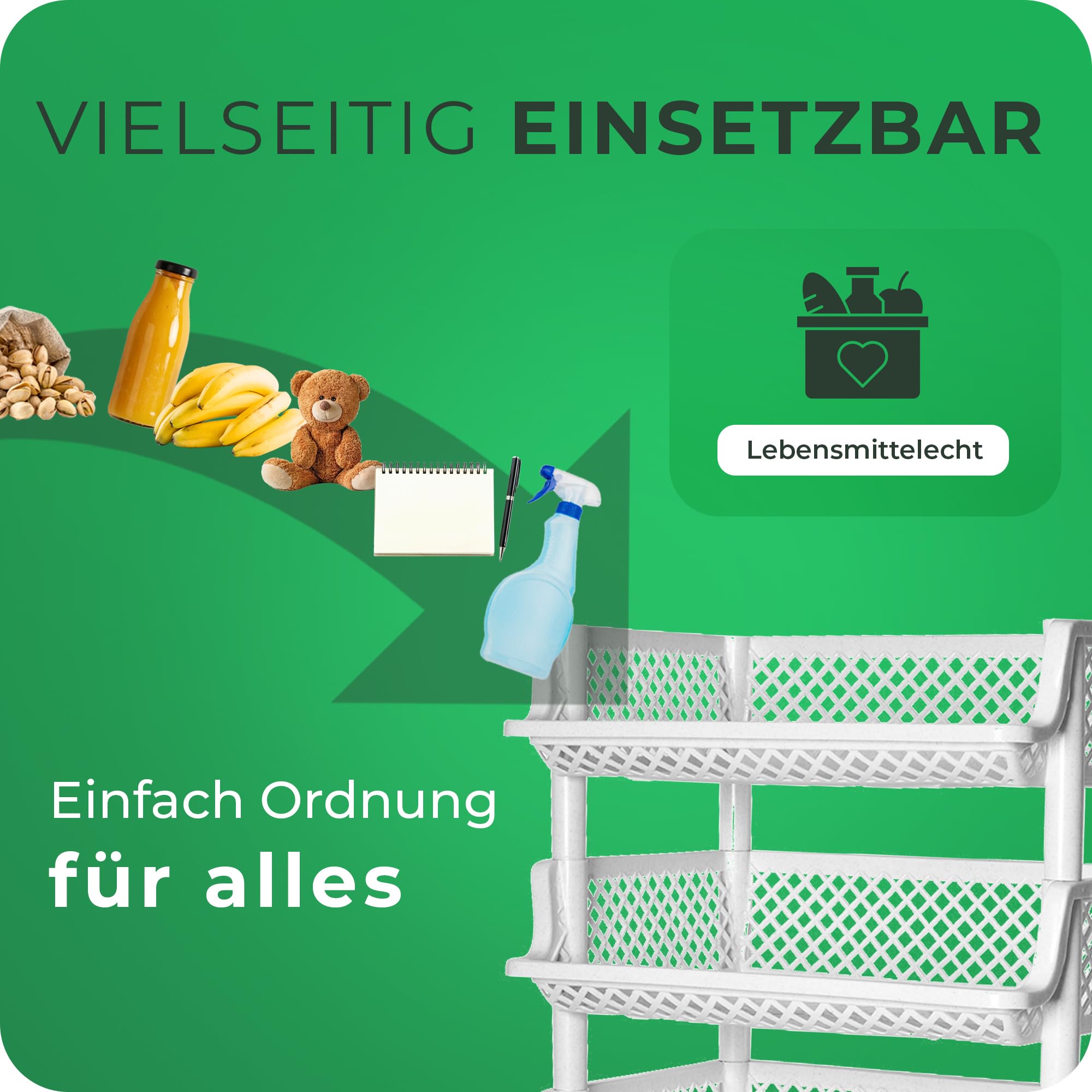 Novaliv 5 Stück Korbregal Weiß Steckregal Stapelbar & Erweiterbar, Regale für Vorratsraum, Lebensmittelregal, Obstregal Keller Aufbewahrungssystem, Vorratskammer Ordnungssystem, Getränkeregal