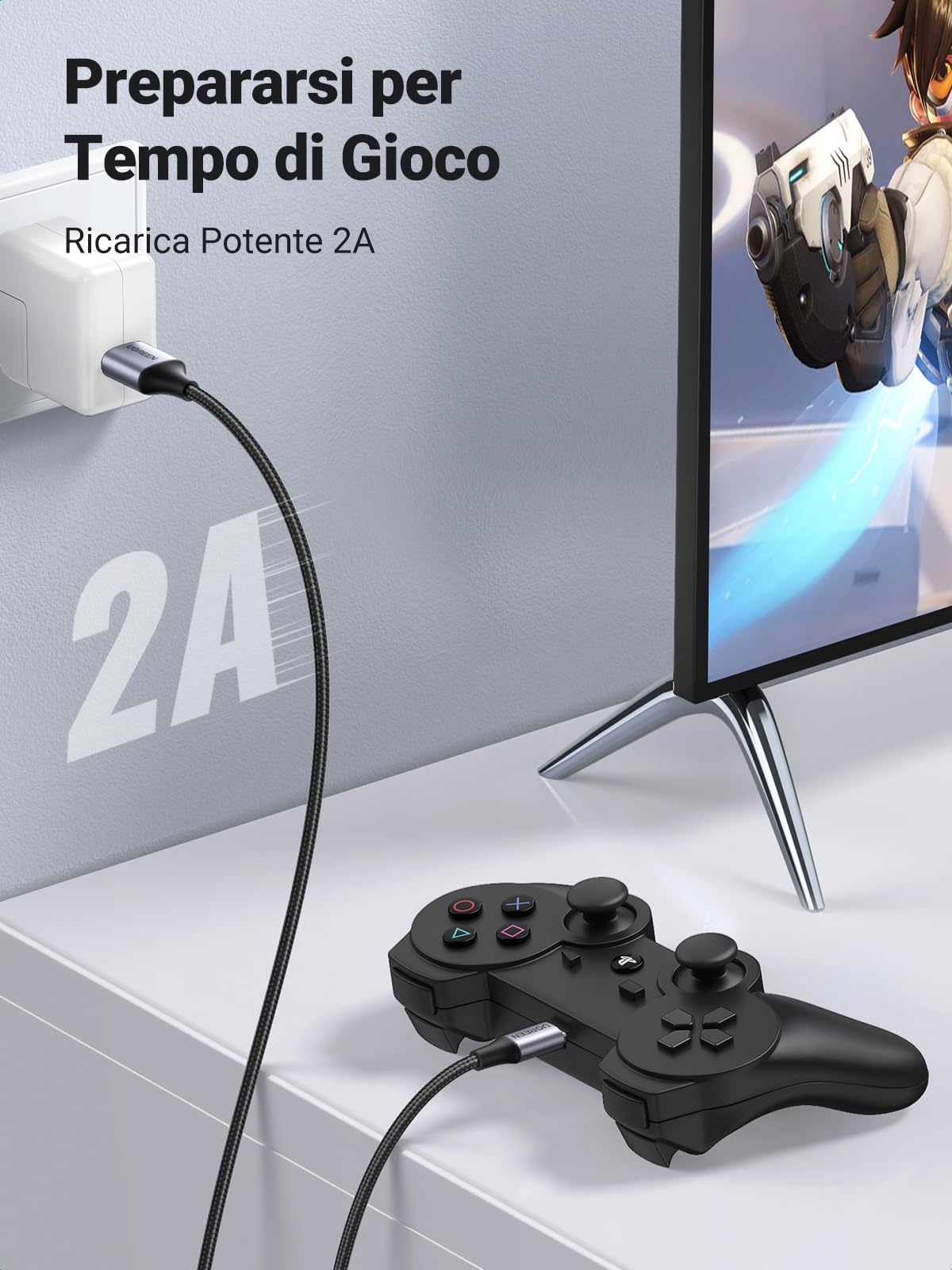 UGREEN Cavo USB A 2.0 a Mini B di Nylon Maschio Ricarica e Trasmissione Dati in Alluminio Compatibile con Hero 3/4 HD,Controller PS3/Wii U Pro,Lettore MP3/4,Camera (1M)