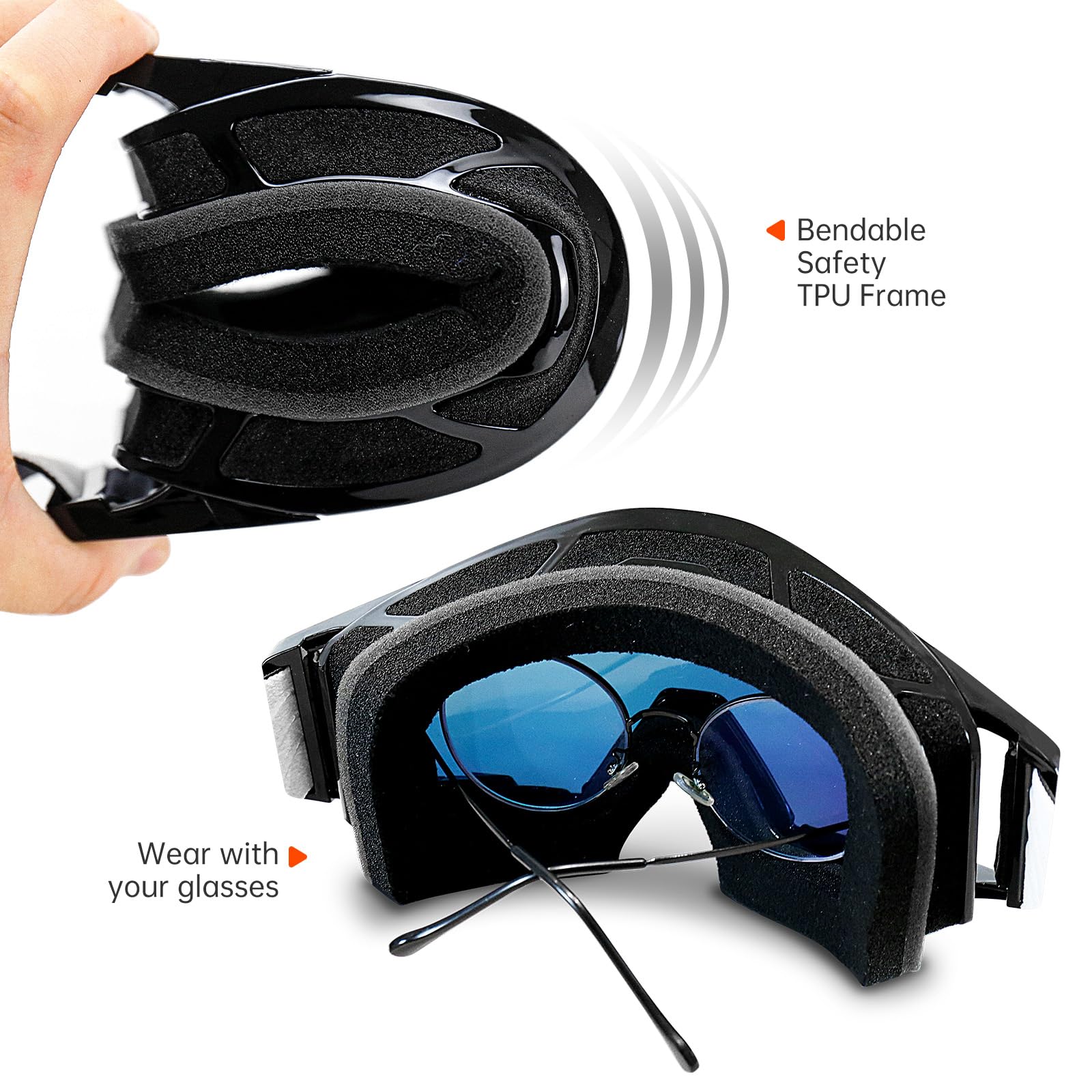 Motocross Brille, Motorradbrille mit Nasenschutz, Skibrille für Damen und Herren, für Outdoor-Sport, als mtb brille