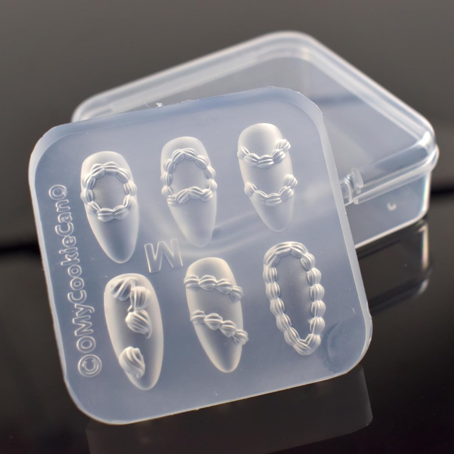 Nail Art Silicone Mold Embossed Cream Chain Design 3D Carving Template | 3D Nail Charm Mold for Birthday Nails 6 Patterns