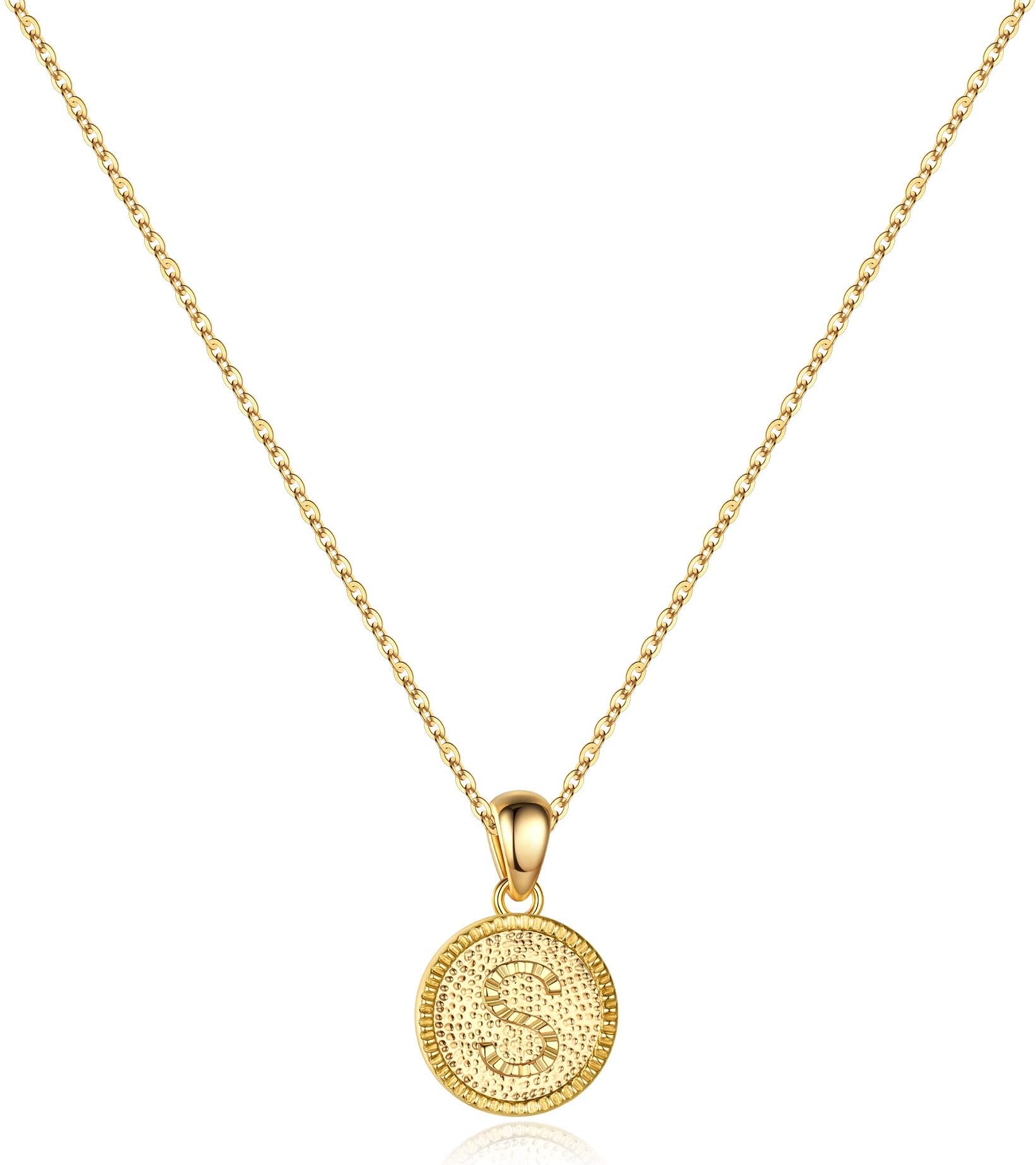 IEFSHINYHeart Initial Necklace for Women - 14K Gold Filled Dainty Heart Pendant Initial Letter Necklaces, Handmade Engraved Alphabet Monogram Necklaces Jewelry Gift Idea for Women Teen Girls