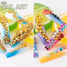 Two Packs of Flatback Rhinestones 4520 Pcs Colorful Nail Art Rhinestones Flatback Crystal Colorful+Golden Yellow Rhinestone with Picker Pencil and Tweezer for Nail Art and Decoration
