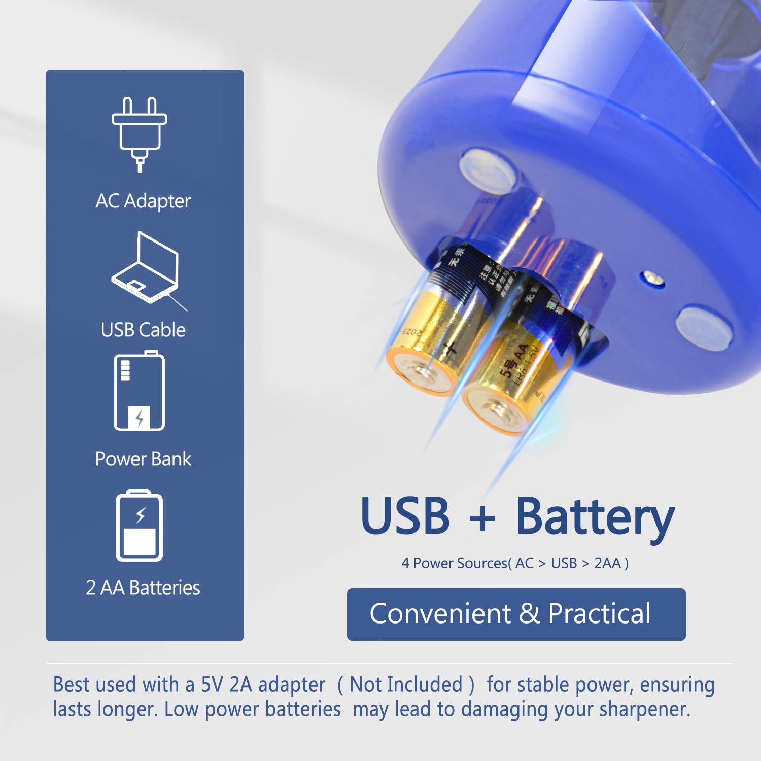 Electric Pencil Sharpener Battery Not lncluded or USB Powered Small Portable for NO2 Pencils Automatic for Home and — view 5