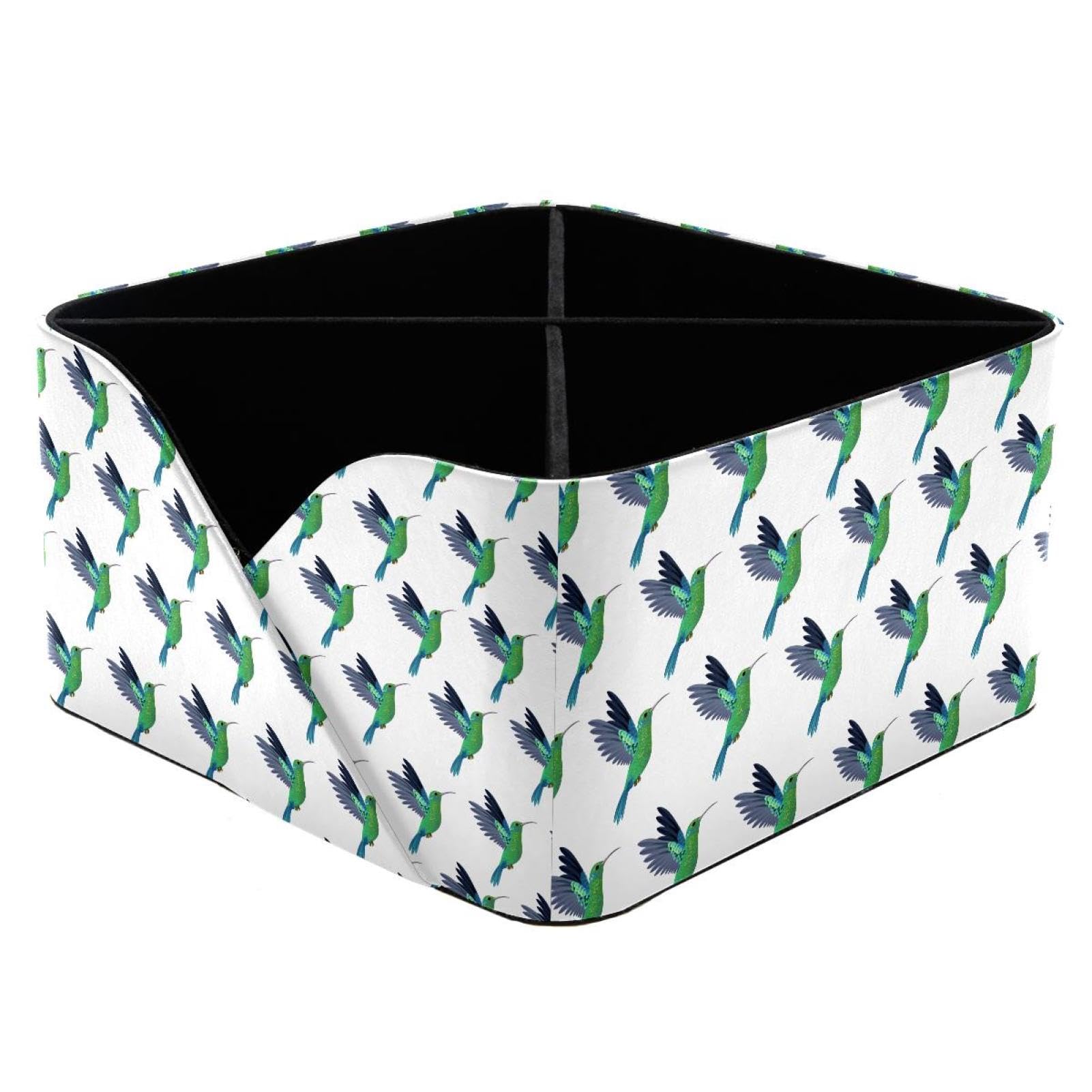 KengjuTesu Humming Birds Pattern Desktop Organizer Pen Holder, Rectangular Pencil Cup for Office, Study and Makeup Stations