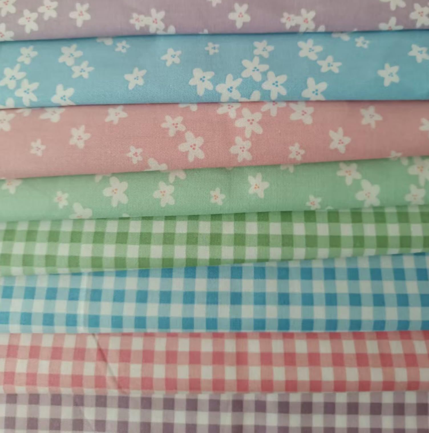 Cotton Fabric DIY Making Supplies Quilting Patchwork Fabric Fat Quarter Bundles DIY for Quilting Cotton Patchwork Cushions (8pcs Small Flowers Square, 20" x 20")