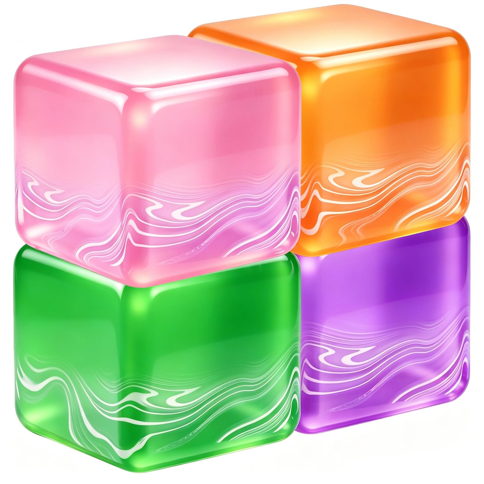Squishy Stressball Nice Ice Cube, 4 Stück Antistressball Stressball Kinder Erwachsene Fidget Toys, Anti Stress Spielzeug Sensorik Quetschball für ADHD Autismus Stressabbau Geschenke.