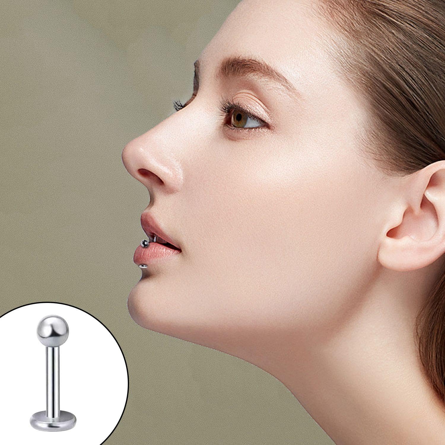 4 Pares Pendientes De Labios De Acero Inoxidable, Pendientes De Nariz Plateados, Pendientes De Tragus, Pendientes De Labio Inferior, Pendientes De Labios Unisex