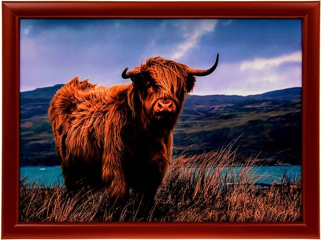 Lesser & Pavey Highland Cow Design Lap Tray - Padded Bean Bag Cushion TV Dinner LAPTRAY
