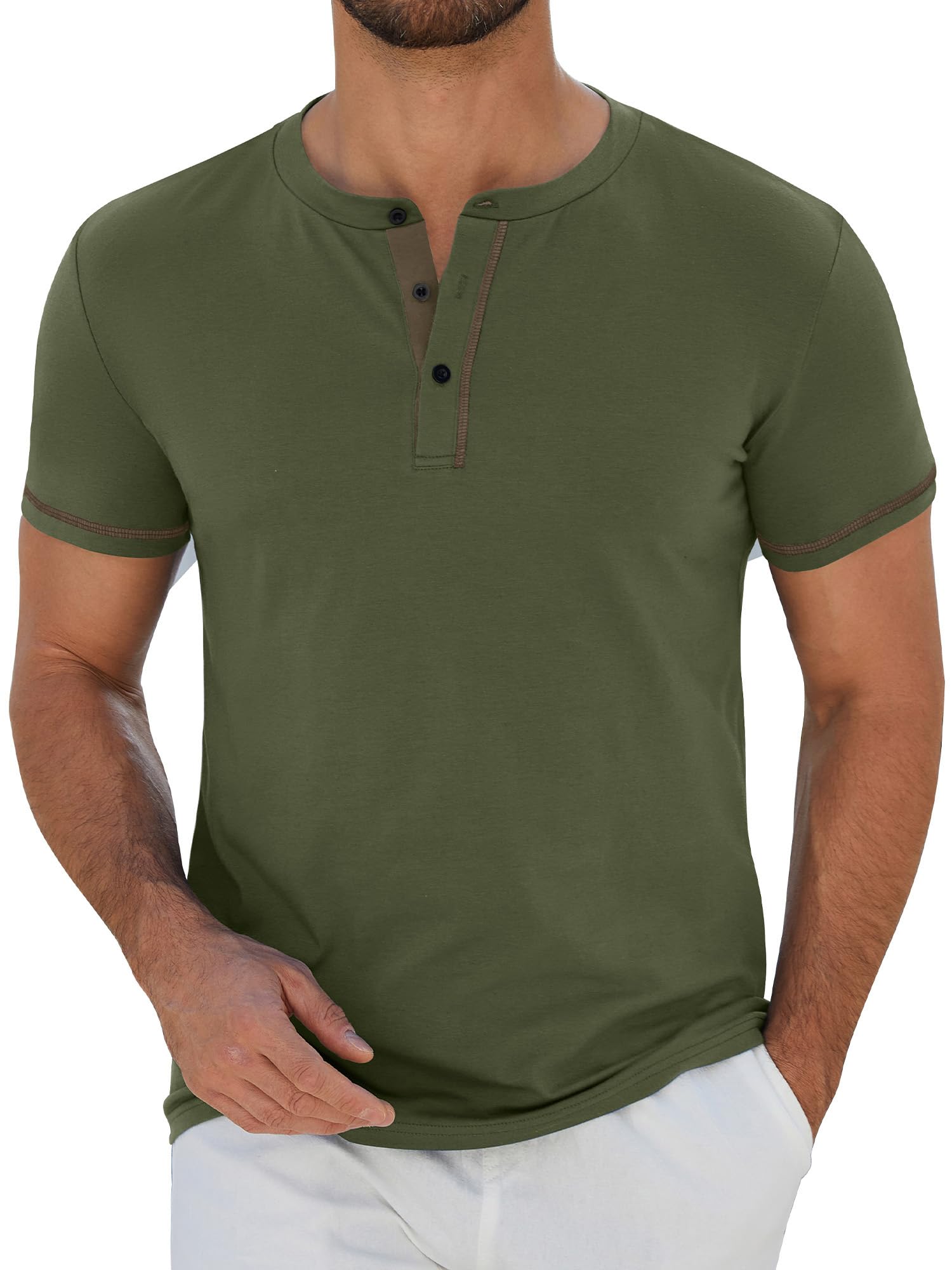 StylSense Henley Shirt Herren Sommer Kurzarm Tshirt Männer Baumwolle Casual T Shirt mit Knopfleiste