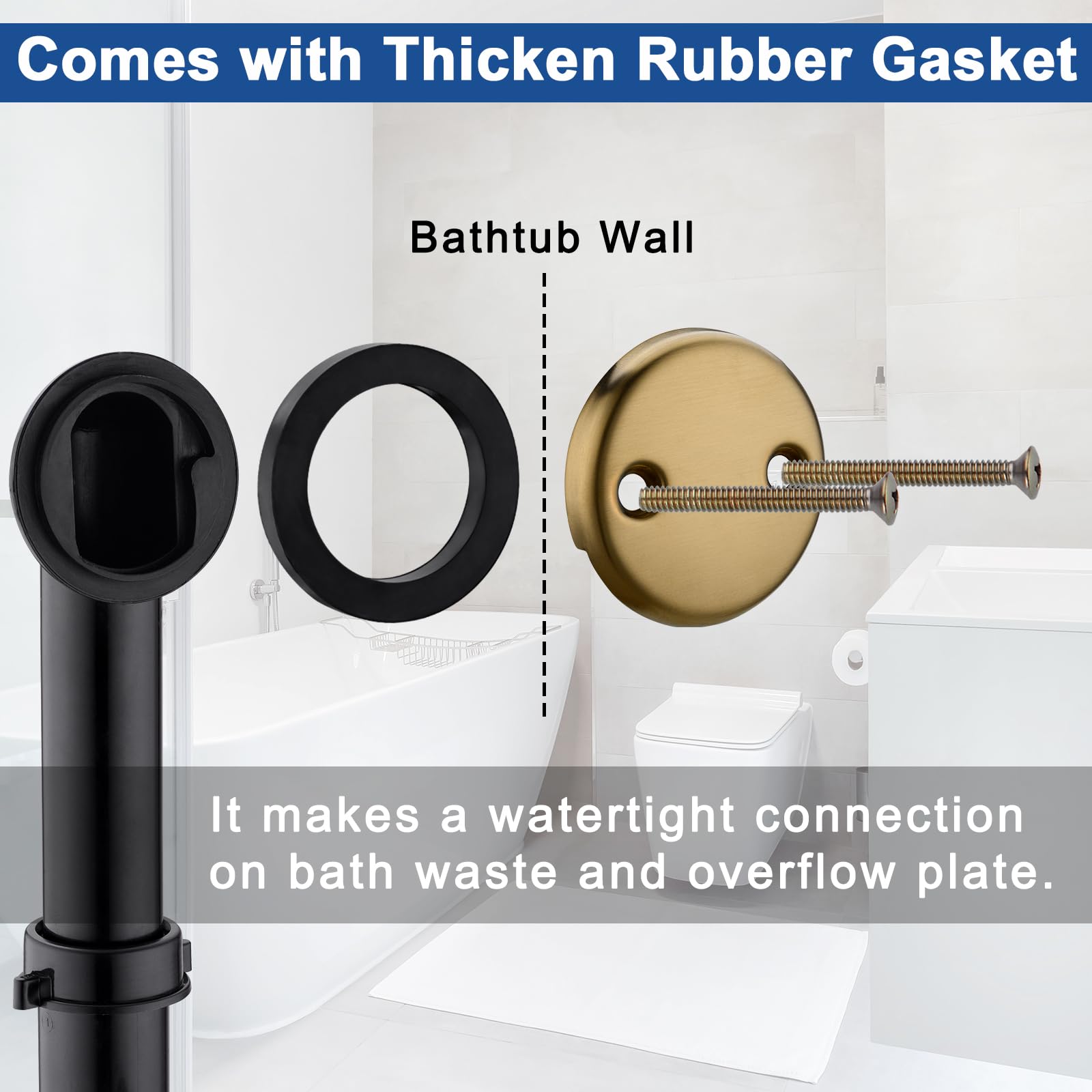 Anpean Brass Bathtub Drain Kit – Lift & Turn Drain With Overflow Plate, Champagne Bronze - View #4
